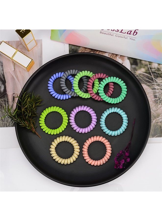 JessLab Spiral Hair Ties, 10 Pcs Traceless Phone Cord Hair Ties Plastic Coil Hair Ties Ponytail Holders No-Damage Hair Accessory for Girls Women Ladies, Color Assorted, Set 15  - Image 4