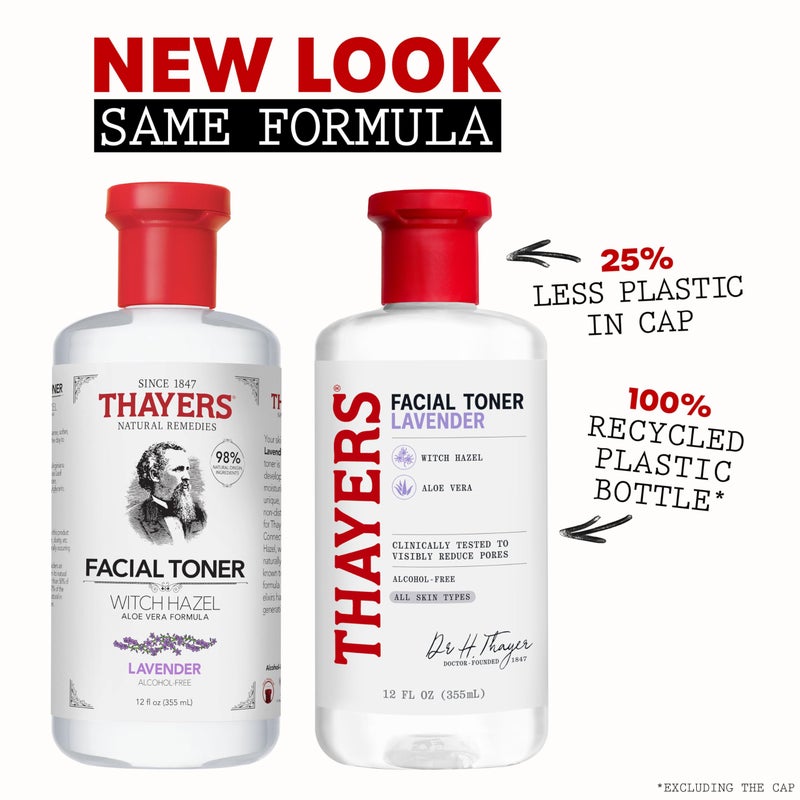 THAYERS تونر وجه لافندر ويش هازل خالي من الكحول، مرطب مع صيغة الألوة فيرا، نباتي، مختبر وموصى به من قبل أطباء الجلد، 12 أونصة (قد يختلف التعبئة) - Image 2