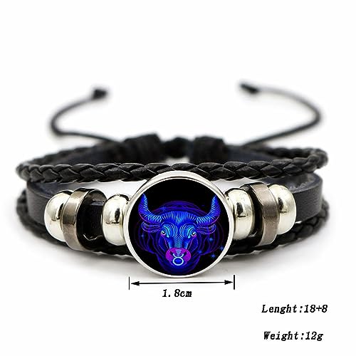 Aktully Zodiac Signs Spirit Bracelet Zodiac Bracelet for Women Men Adjustable 12 Constellation Bracelet Multilayer Zodiac Black Leather Bracelets Zodiac Sign Wrap Bracelet for Women Men Birthday Jewelry (Libra) - Image 4