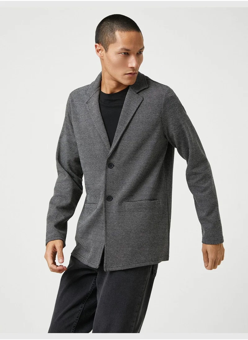 كوتون Basic Jacket Wide Neck Buttoned Pocket Detailed