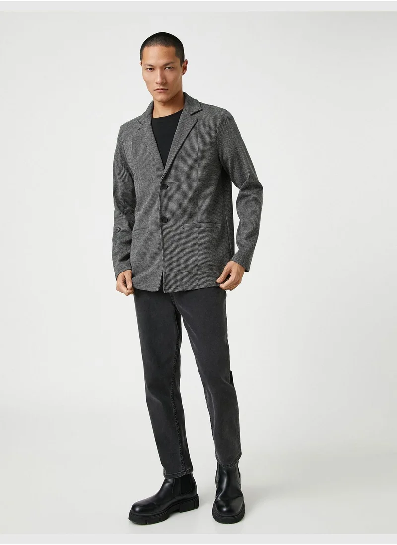 KOTON Basic Jacket Wide Neck Buttoned Pocket Detailed