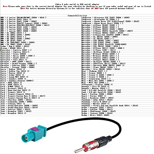 onelinkmore Car Antenna Universal Vehicle Radio Stereo AM & FM Antenna Connector Cable Fakra Z Male Female to DIN Plug Connector Cable for Car Stereo Audio HD Radio Head Unit CD Media Player Receiver - Image 3