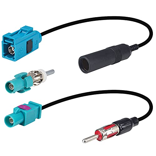 onelinkmore Car Antenna Universal Vehicle Radio Stereo AM & FM Antenna Connector Cable Fakra Z Male Female to DIN Plug Connector Cable for Car Stereo Audio HD Radio Head Unit CD Media Player Receiver - Image 1