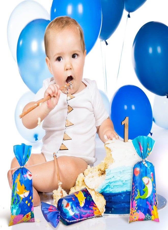 Hotop 100 Pcs Shark Candy Bags Shark Treat Goodie Bags Cute Blue Plastic Cellophane Gift with 150 Ties for Boys Birthday Baby Shower Sea Ocean Animal Themed Party Decoration Candy Cookie Packaging - Image 5