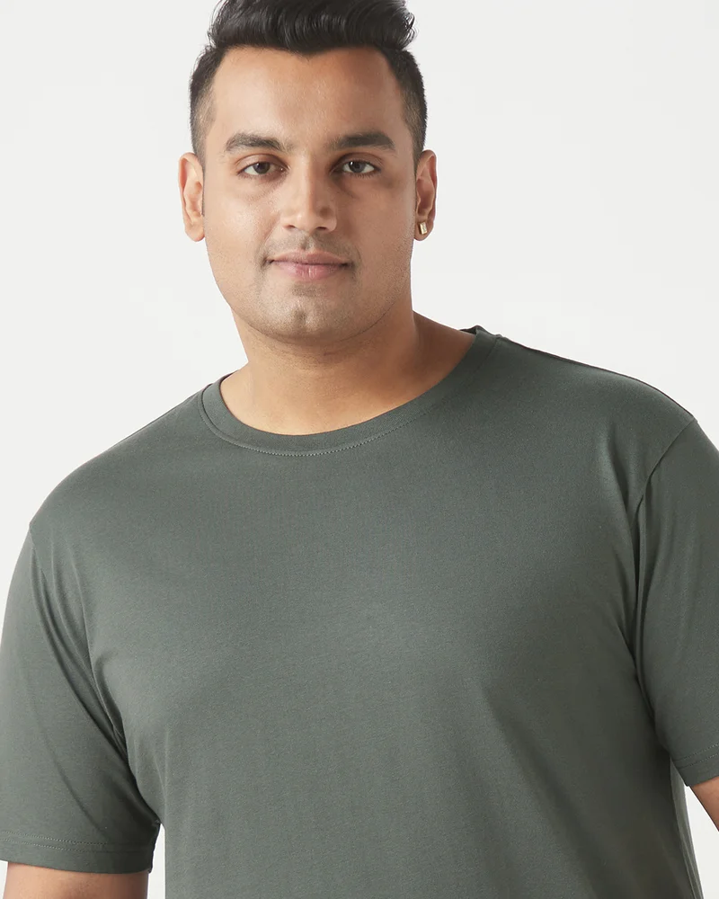 bewakoof Men's Grey Plus Size T-shirt