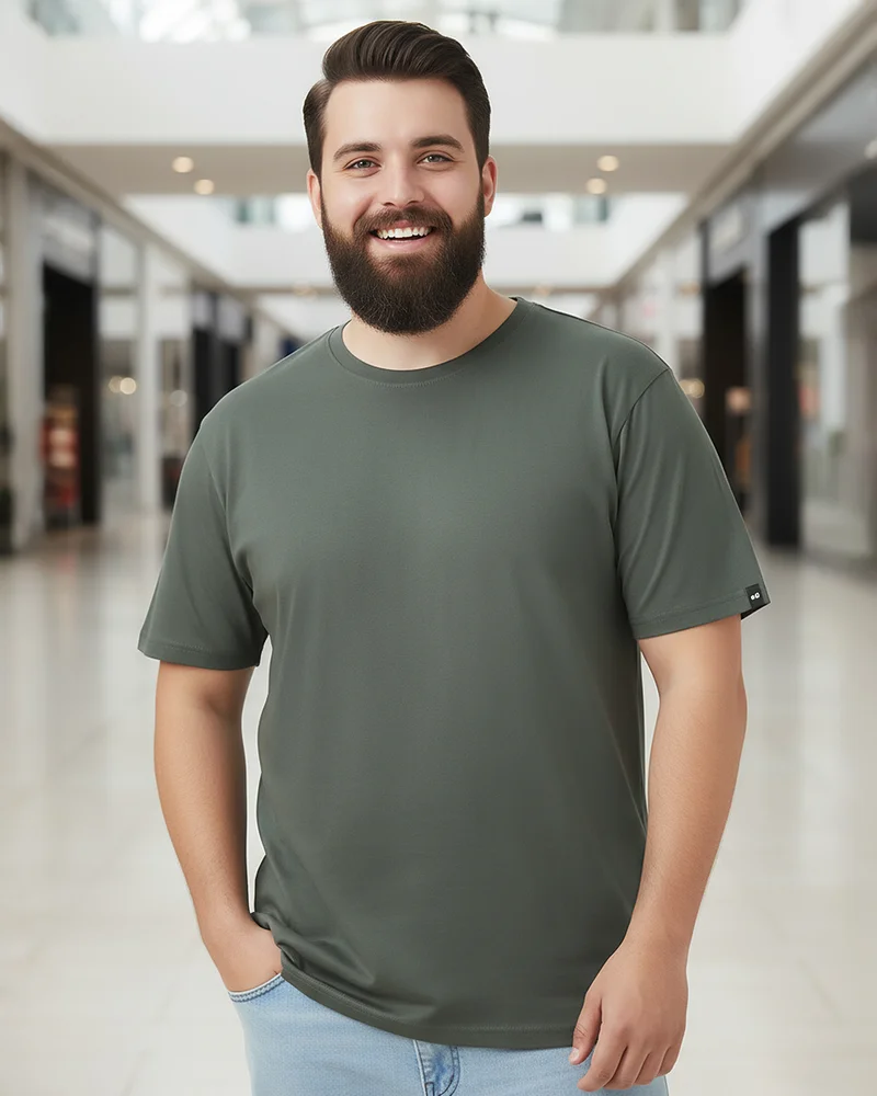 bewakoof Men's Grey Plus Size T-shirt