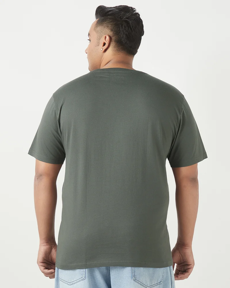 bewakoof Men's Grey Plus Size T-shirt
