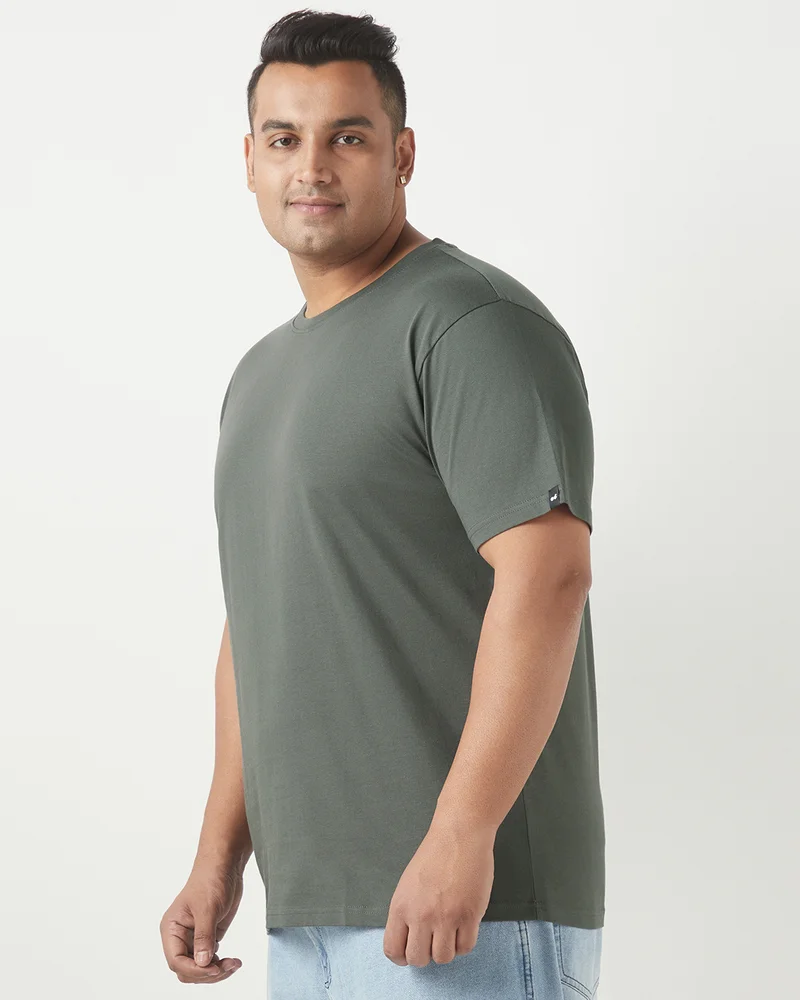 bewakoof Men's Grey Plus Size T-shirt
