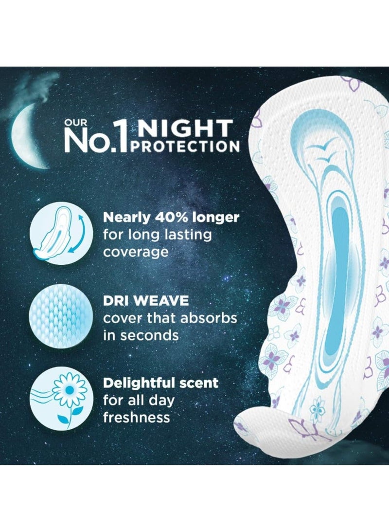 WHISPER Bindazz Nights Sanitary Pads , 40+4 XXL PADS, UPTO 0% LEAKS ALL NIGHT LONG, FOR HEAVY FLOW, 40% LONGER & WIDER BACK, COMFORTABLE CUSHIONY SOFT WINGS, DISPOSABLE WRAPPER - Image 2