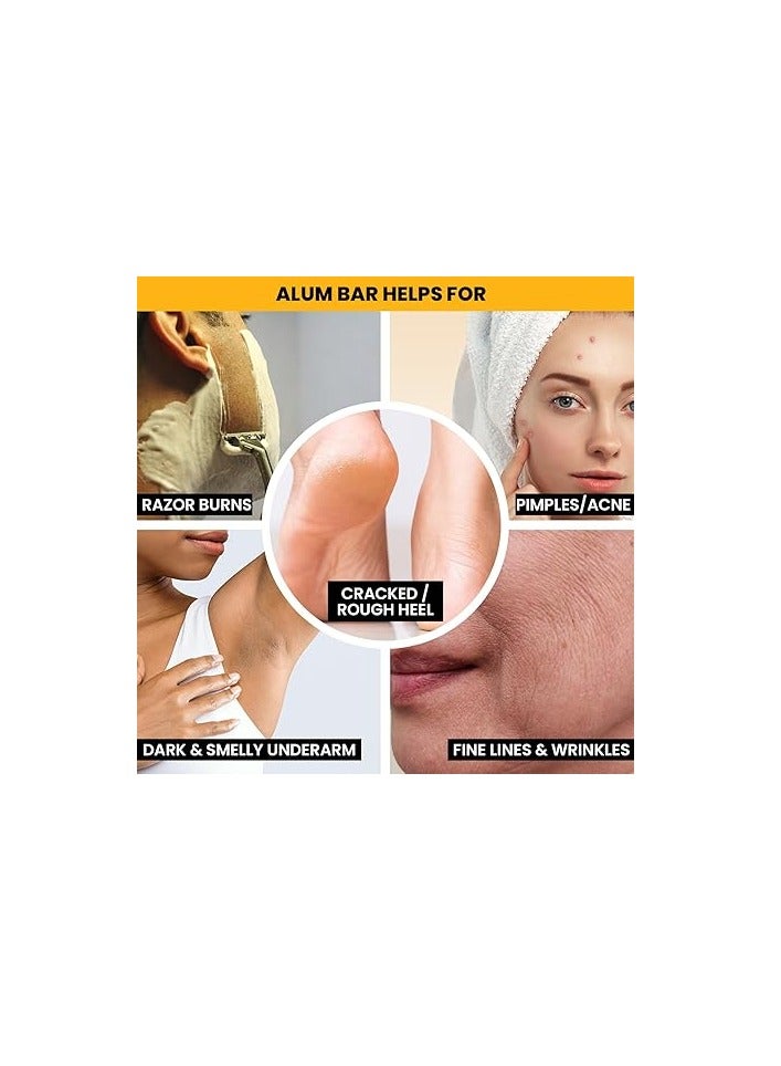 RUBAB MEN 100% Pure & Natural Origin Alum 2 Bars (Fitkari Stone) & 1 Travel Case for Men & Women| Natural After Shave, Antiseptic, Anti-Odour & Skin Tightening Benefits| 200g - Image 2