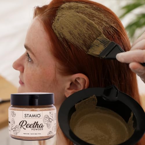 STAMIO Reetha Powder 50 gm for Hair Wash, Pack, Mask, Shampoo, Scalp Care, Dandruff | Seedless Dried Ritha/Aritha/Soapnuts/Sapindus Mukorossi | Natural Cleanser | In Jar 1.76 oz - Image 4