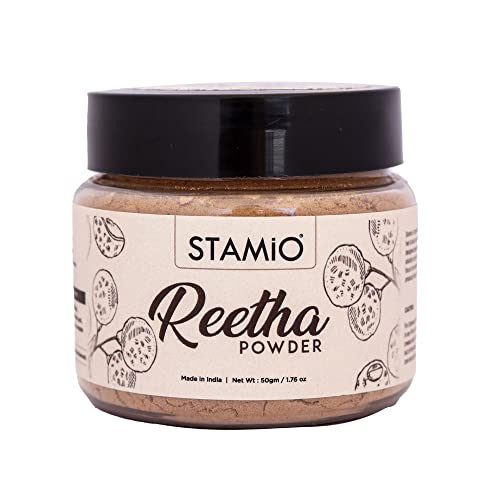 STAMIO Reetha Powder 50 gm for Hair Wash, Pack, Mask, Shampoo, Scalp Care, Dandruff | Seedless Dried Ritha/Aritha/Soapnuts/Sapindus Mukorossi | Natural Cleanser | In Jar 1.76 oz - Image 1