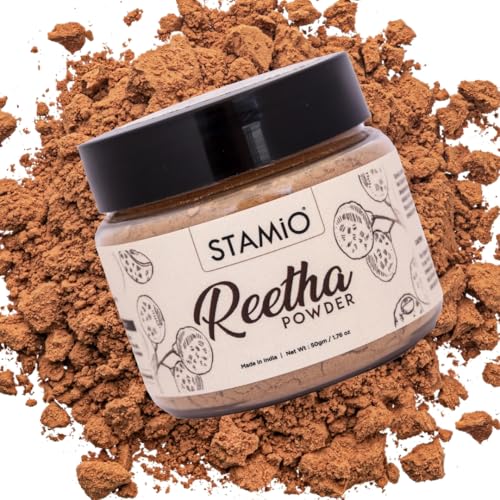 STAMIO Reetha Powder 50 gm for Hair Wash, Pack, Mask, Shampoo, Scalp Care, Dandruff | Seedless Dried Ritha/Aritha/Soapnuts/Sapindus Mukorossi | Natural Cleanser | In Jar 1.76 oz - Image 5
