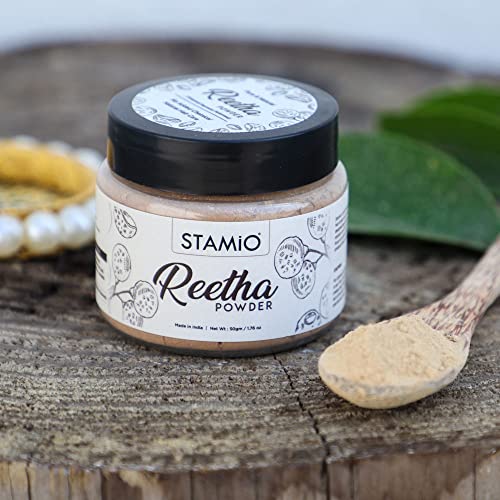 STAMIO Reetha Powder 50 gm for Hair Wash, Pack, Mask, Shampoo, Scalp Care, Dandruff | Seedless Dried Ritha/Aritha/Soapnuts/Sapindus Mukorossi | Natural Cleanser | In Jar 1.76 oz - Image 2