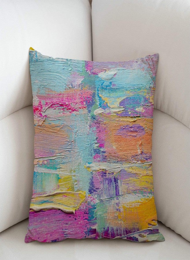 Swono Paint Oil Paints Cover Abstract Print Multicolor Cotton Linen Throw Pillow Case Home Decorative Cushion Cover for Sofa Couch Bedding 18x18 Inches - Image 2