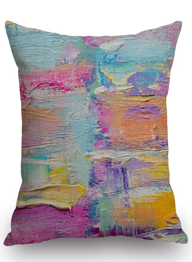 Swono Paint Oil Paints Cover Abstract Print Multicolor Cotton Linen Throw Pillow Case Home Decorative Cushion Cover for Sofa Couch Bedding 18x18 Inches - Image 5
