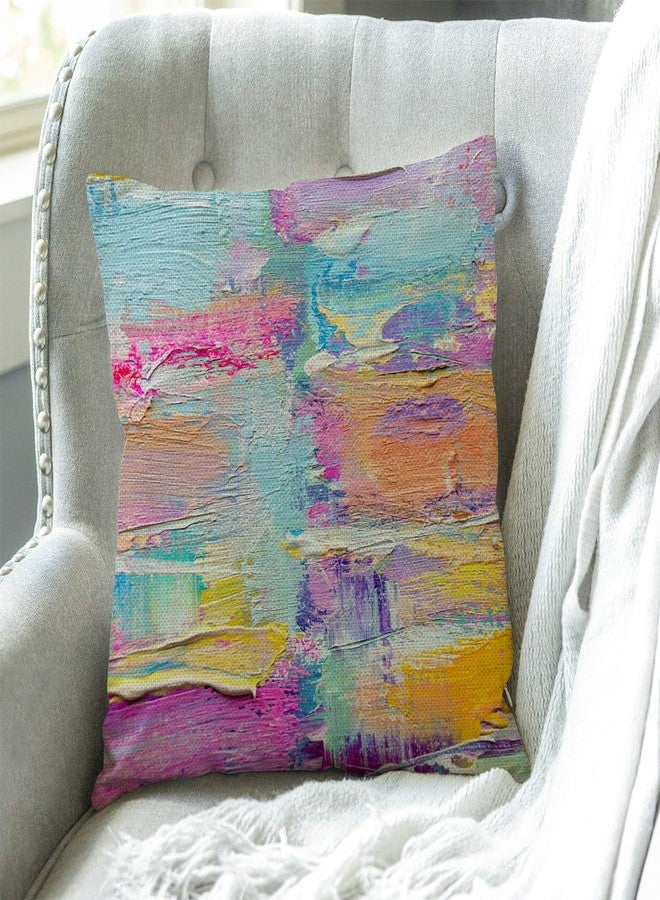 Swono Paint Oil Paints Cover Abstract Print Multicolor Cotton Linen Throw Pillow Case Home Decorative Cushion Cover for Sofa Couch Bedding 18x18 Inches - Image 3