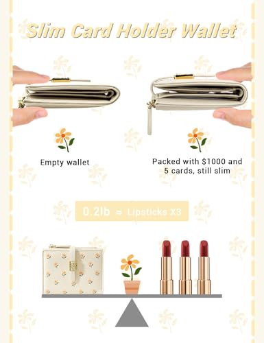 YINHEXI Women's Wallet, Faux Leather, Off White, Water Resistant, 5 Card Slots, 1 Cash Slot, 1 ID Window, 1 Zipper Coin Pocket, Portable, Fashionable, 4.53.71.2 Inch - Image 3