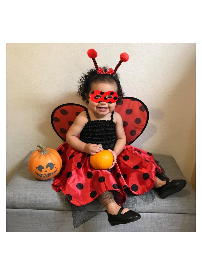Zikra Ladybug Bopper Antenna Headband Wings and Masks Glove Cosplay Costume Set for Kids Dress Up Party Performance Prop - Image 3