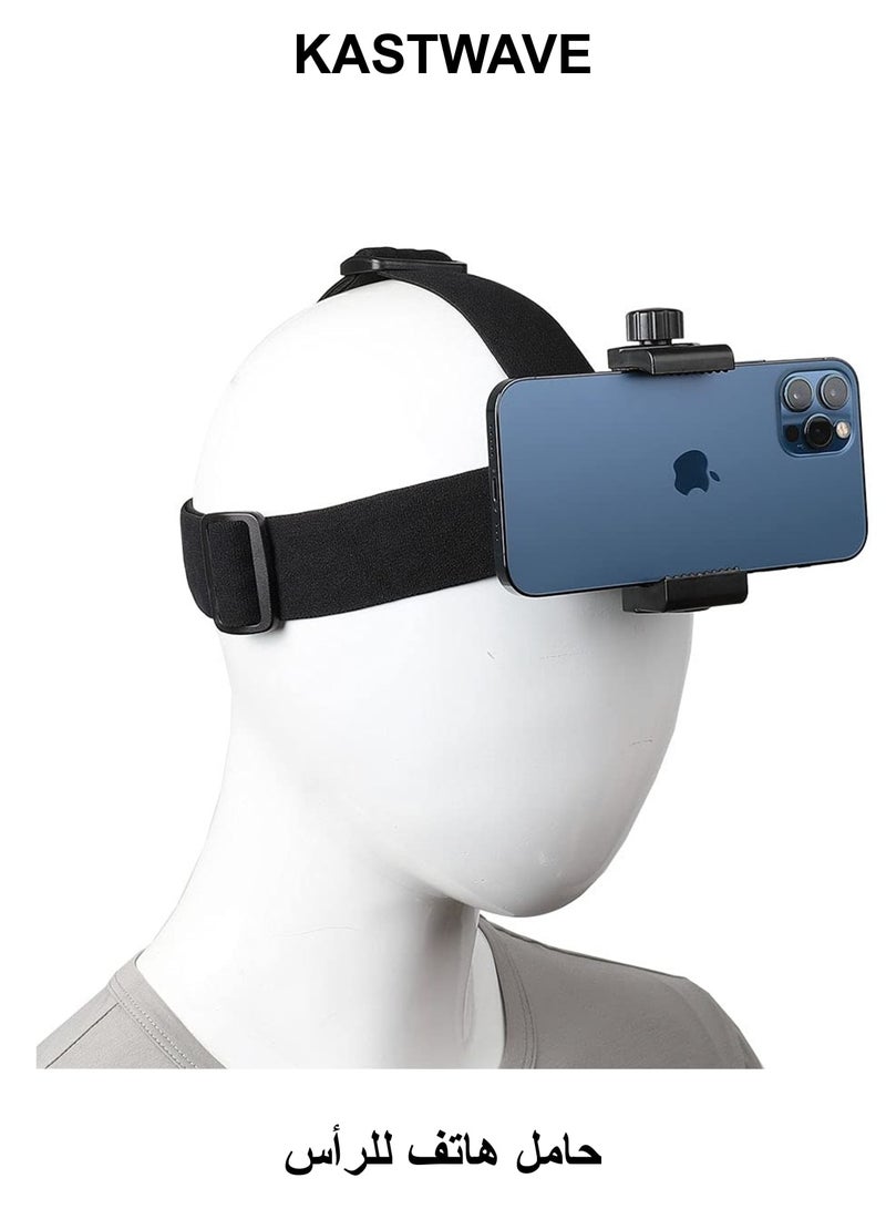 KASTWAVE Head-Mounted Mobile Phone Holder,First-Person View Video Outdoor Live Shooting Bracket with Phone Clip(4"-7") for iPhone, Action Camera Head Mount Strap - Image 1