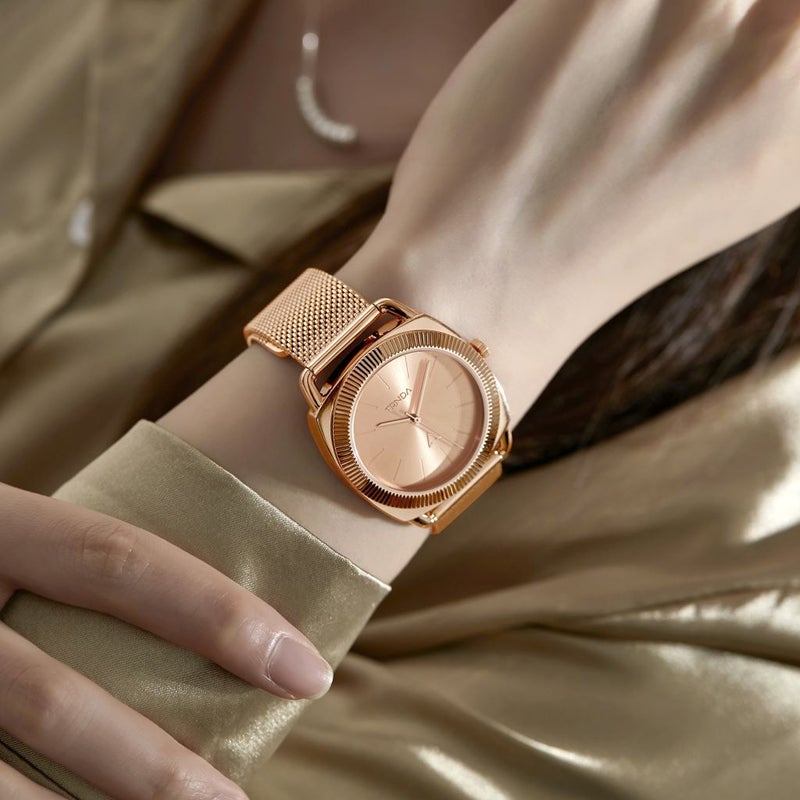 ترندا ساعة نسائية من TRNDA بهيكل من الستانلس ستيل الوردي وسوار من الستانلس ستيل الوردي - Image 2