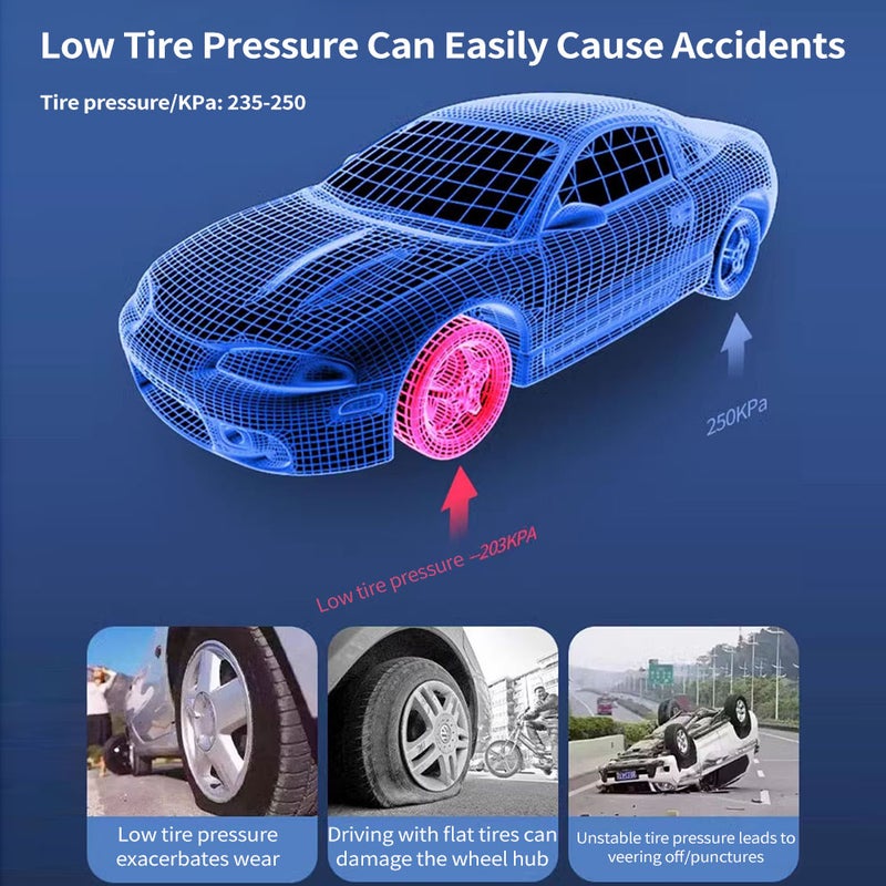 Portable Air Compressor, Cordless Electric Tire Inflator, 8000mAh Jump Starter and Air Pump with Emergency Light for Car, Motorcycle, Bike, Ball - Image 4