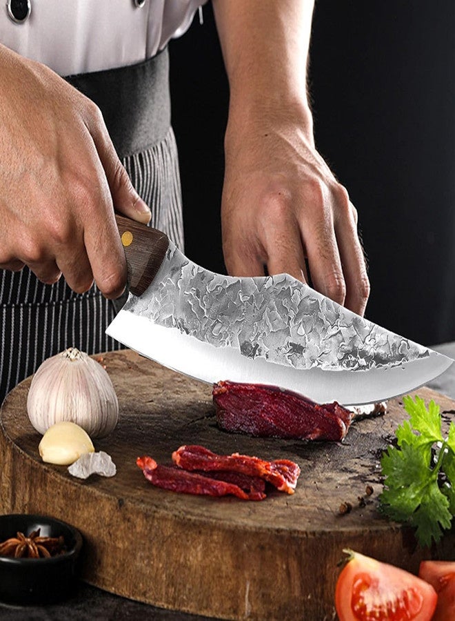 أوساويك سكاكين مطبخ يابانية مصنوعة يدويا سكاكين مطبخ متعددة الوظائف من الفولاذ غير القابل للصدأ عالي الكربون مع غطاء ومعامل خشب كامل من تانغ وينج - Image 5