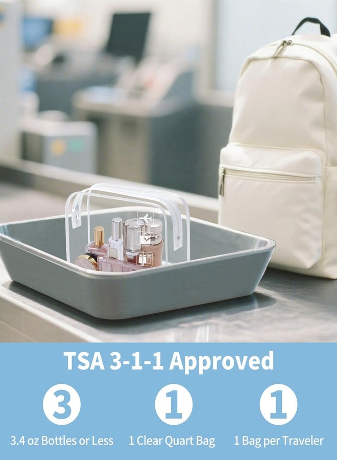 WANDF TSA Approved Toiletry Bag, 2 Packs Travel Clear Toiletry Bag, Quart Size Makeup Cosmetic Pouch with Zipper, Carry-On Airport Compliant Bag for Women and Men (2pcs White) - Image 2