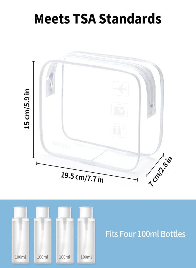 WANDF TSA Approved Toiletry Bag, 2 Packs Travel Clear Toiletry Bag, Quart Size Makeup Cosmetic Pouch with Zipper, Carry-On Airport Compliant Bag for Women and Men (2pcs White) - Image 3