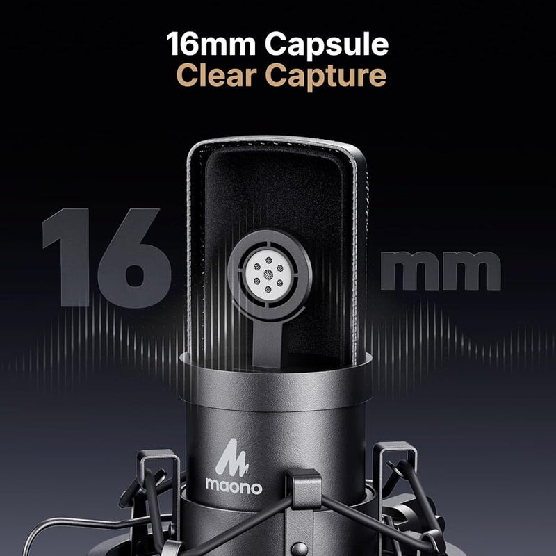 Maono USB Microphone Kit 192KHZ/24BIT Plug & Play AU-A04 USB Computer Cardioid Mic Podcast Condenser Microphone with Professional Sound Chipset for PC Karaoke, YouTube, Gaming Recording - Image 4