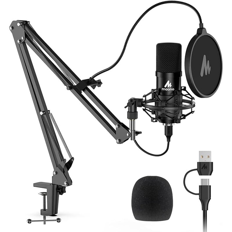 Maono USB Microphone Kit 192KHZ/24BIT Plug & Play AU-A04 USB Computer Cardioid Mic Podcast Condenser Microphone with Professional Sound Chipset for PC Karaoke, YouTube, Gaming Recording - Image 1