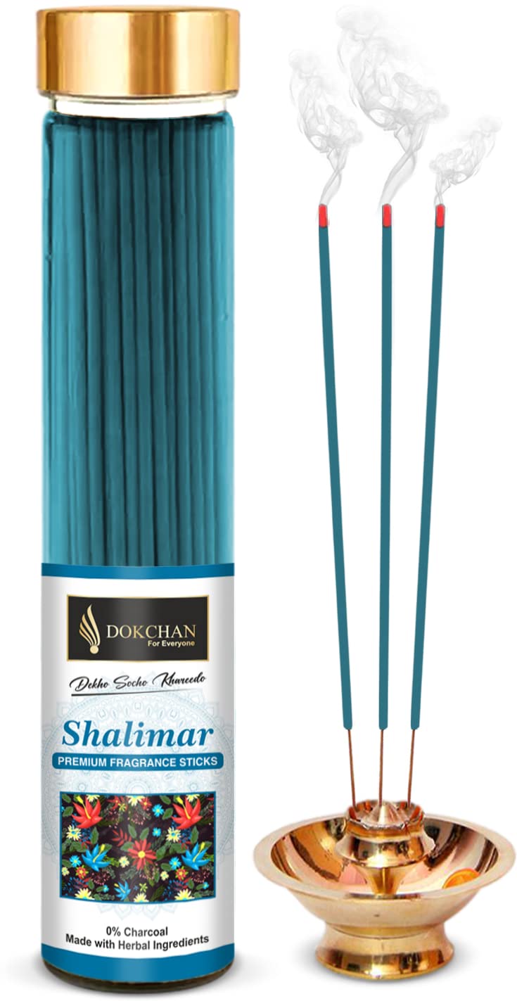 DOKCHAN Shalimar Premium Fragrance Incense Stick No Charcoal Natural Essential Oils Low Smoke 100% Herbal Fragrance Shalimar Agarbatti (Pack of 01 100g Stick Each Bottle) - Image 1