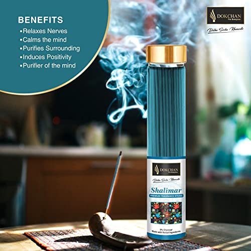 DOKCHAN Shalimar Premium Fragrance Incense Stick No Charcoal Natural Essential Oils Low Smoke 100% Herbal Fragrance Shalimar Agarbatti (Pack of 01 100g Stick Each Bottle) - Image 3