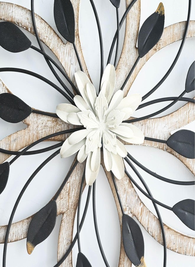Remenna Metal Flowers Wall Decor, Metal Rustic Wall Art Decoration Farmhouse Wall Decorations Multiple Floral Hanging Decor for Bathroom Living Room Home Office Garden Kitchen (Whitewash) - Image 4