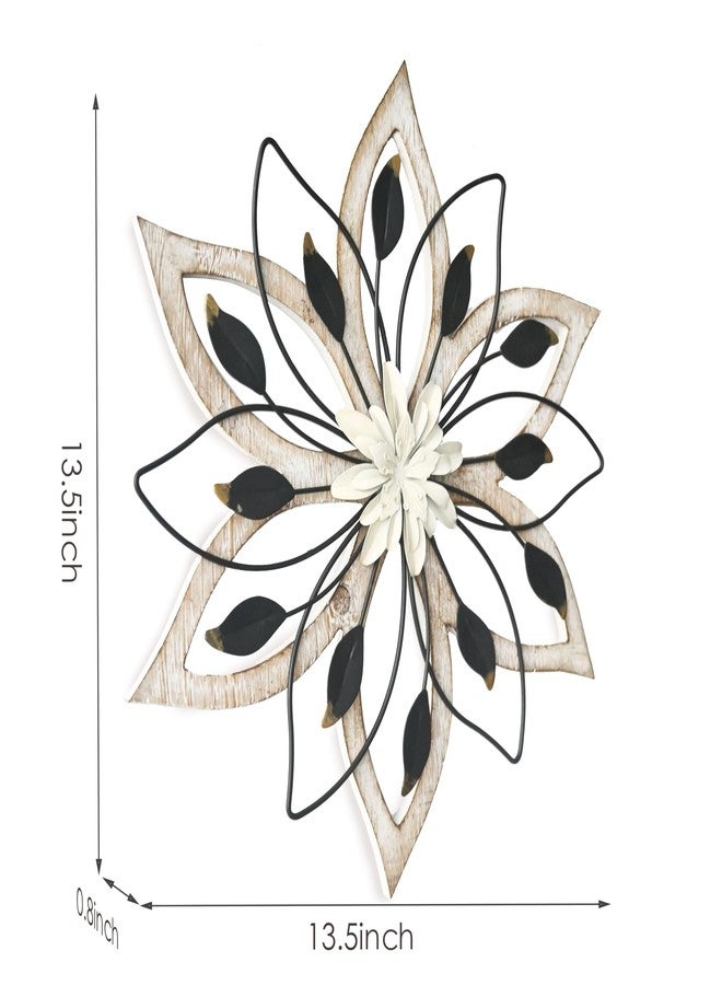 Remenna Metal Flowers Wall Decor, Metal Rustic Wall Art Decoration Farmhouse Wall Decorations Multiple Floral Hanging Decor for Bathroom Living Room Home Office Garden Kitchen (Whitewash) - Image 3