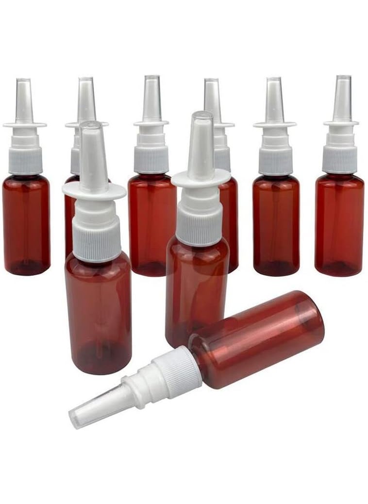 ericotry 12PCS 30ml Refillable Amber Plastic Fine Mist Nasal Spray Bottles Sprayer Jar Pot Container for Perfumes Essential Oils Colloidal Silver Saline 