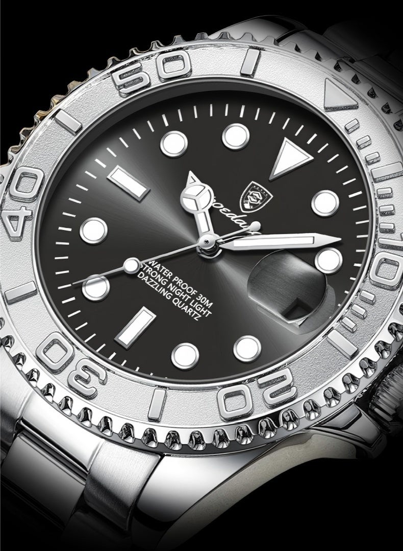 پوداجار ساعة للرجال من الفولاذ المقاوم للصدأ الكوارتز مضيئة مقاومة للماء ساعة - Image 4