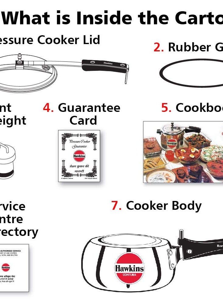 Hawkins Hawkins Contura 2L Aluminium Inner Lid Pressure Cooker (Silver)  - Image 3