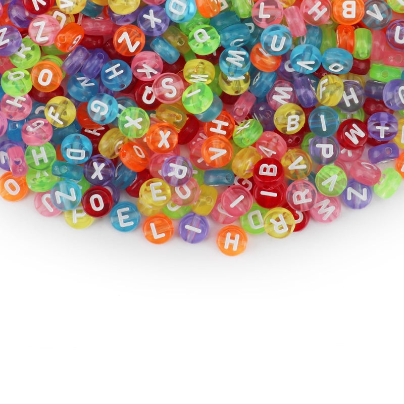 SUTOUG 1000PCS Colourful Letter Beads for Threading, 4 x 7 MM Acrylic Round Alphabet Beads for Jewellery DIY Making Crafts Bracelets Necklaces Ornaments - Image 1