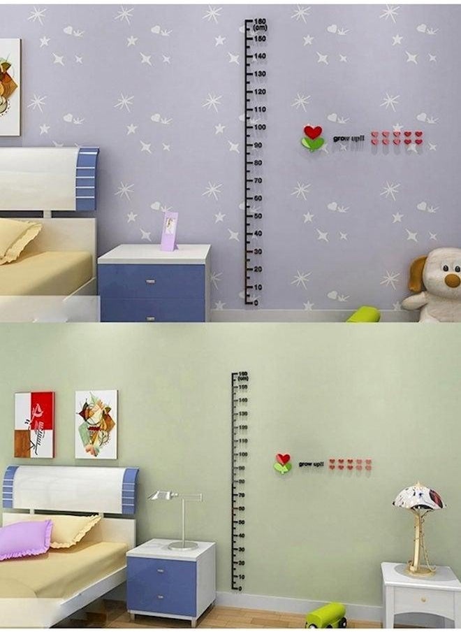 Generic 3D Funny DIY Acrylic Height Chart Sticker Black  - Image 3