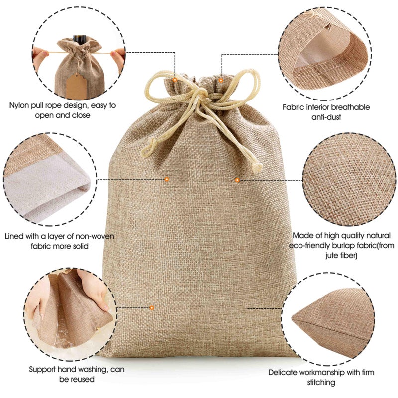 Homum 25 Pcs 7x9 Inch Burlap Gift Bags with Drawstring and Gift Tags, Burlap Jute Bags for Party, Christmas, DIY Craft - Image 3