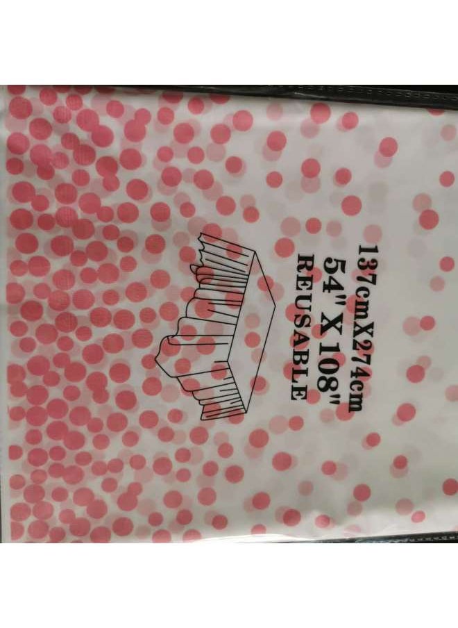 Generic Disposable Polka Dot Tablecloth 137×274cm Peva Plastic Table Cover Party Supplies Foil Dot Table Cloth-Color:Printed Pink Dot-Specifications:137*274CM  - Image 1
