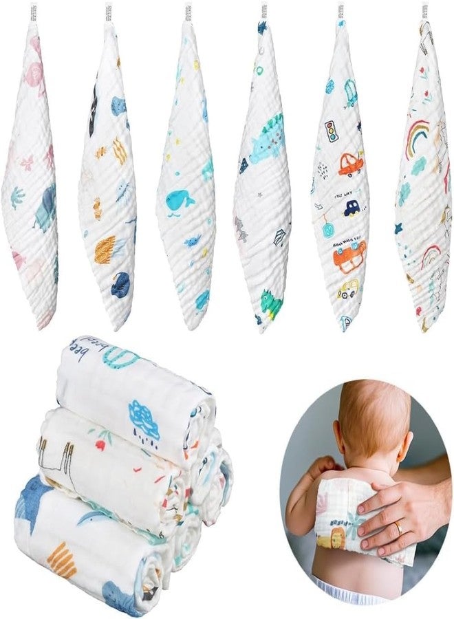 LUVINA Extra Soft Muslin Cotton Burping Towels for Newborn Baby, 6 Layers Muslin Cloth Hankies, Washcloth, Reusable Napkins for Baby Face Towels (4, 25 x 50cm (Multi Color)) - Image 5