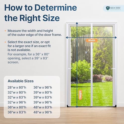 Sentry Screens Fiberglass Mesh Magnetic Screen Door – Heavy Duty Self-Closing Hanging Door Net Screen with Magnet Closures – Fits Doors Up to 34"x82" – White – by Sentry Screens - Image 4