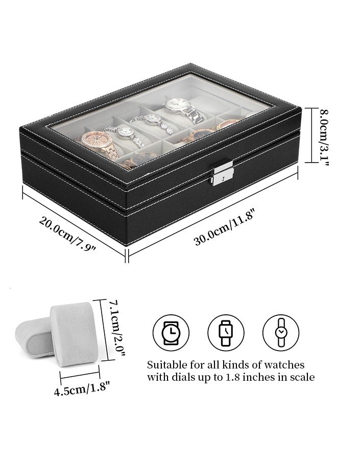 HomarKet Watch Box, Watch Box Organizer for Men Watch Case Watch Holder - 12 Slot Watch Display PU Leather Real Glass Lid Watch Storage Jewelry Organization for Men and Women Perfect Birthday Gifts - Image 3