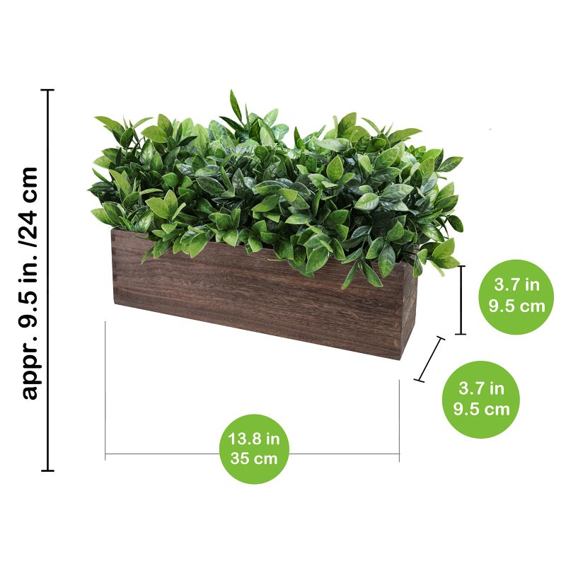 Winlyn Winlyn 14"" Artificial Boxwood Plants in Rectangular Wood Planter Farmhouse Greenery Arrangement Centerpiece Faux Potted Herb Plant for Wedding Dining Room Table Kitchen Windowsill Mantel Shelf D?cor  - Image 3