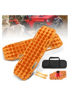 Generic Off-Road Board, Anti Sinking Plate Traction Boards with Jack Base, 1 Pair Recovery Tracks 4X4 car Truck Tire Traction Mat with Bag -Sand, Mud, Snow Ladder Ramps (Orange)  - Image 1