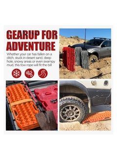 Generic Off-Road Board, Anti Sinking Plate Traction Boards with Jack Base, 1 Pair Recovery Tracks 4X4 car Truck Tire Traction Mat with Bag -Sand, Mud, Snow Ladder Ramps (Orange)  - Image 2