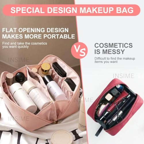 INSIME Large travel makeup organizer cosmetic bags for women | Portable PU leather Travel Cosmetic organizer bag for woman | Makeup bag for travel makeup organizer | Travel cosmetic organiser bag - Image 5