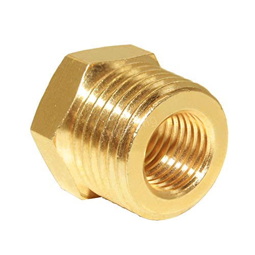 Hooshing 6PCS 1/2" NPT Male x 1/4" NPT Female Brass Reducer Hex Bushing Pipe Fitting Hose Tube Adapter - Image 3